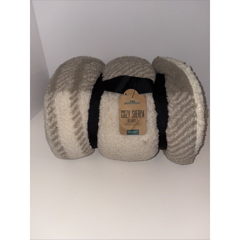 NWT Northeast Outfitters Cozy Sherpa Beige  Brownish Blanket 50” X 60”